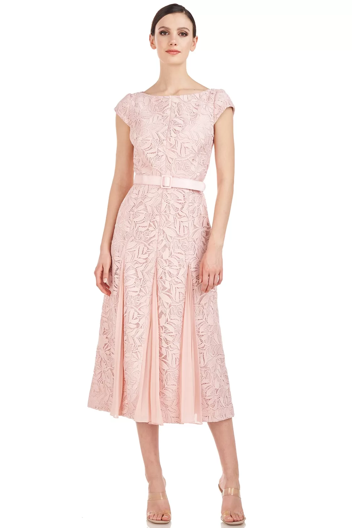 Cocktail Dresses<Kay Unger Angelina Lace Tea Length Dress Soft Blush