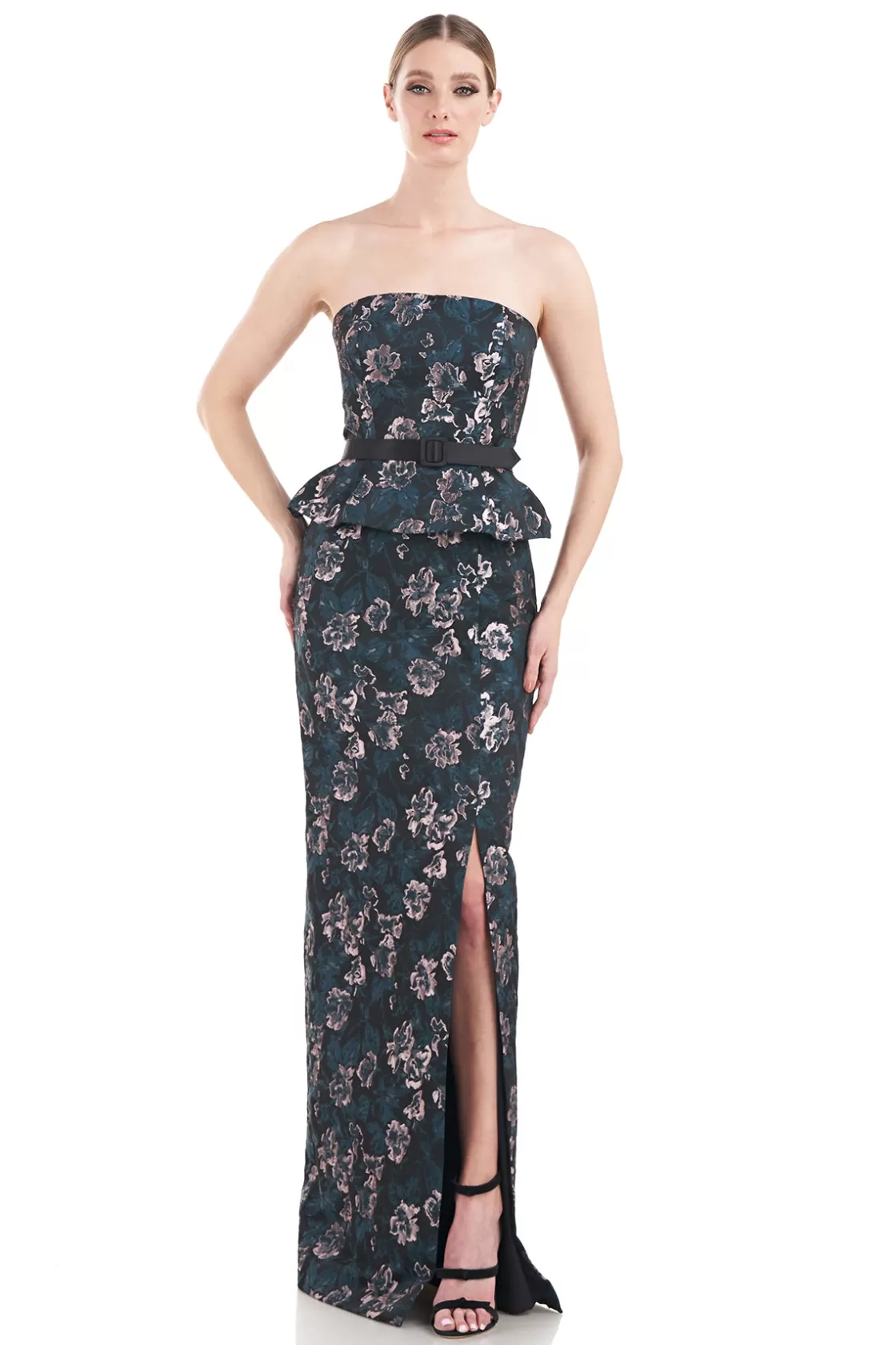 Evening Gowns<Kay Unger Astrid Column Gown Ink/Soft Blush