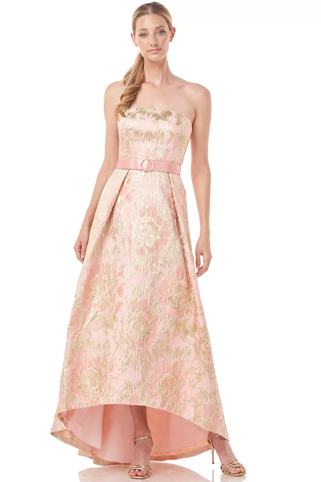 Evening Gowns<Kay Unger Bella Hi-Low Gown Blush/Gold