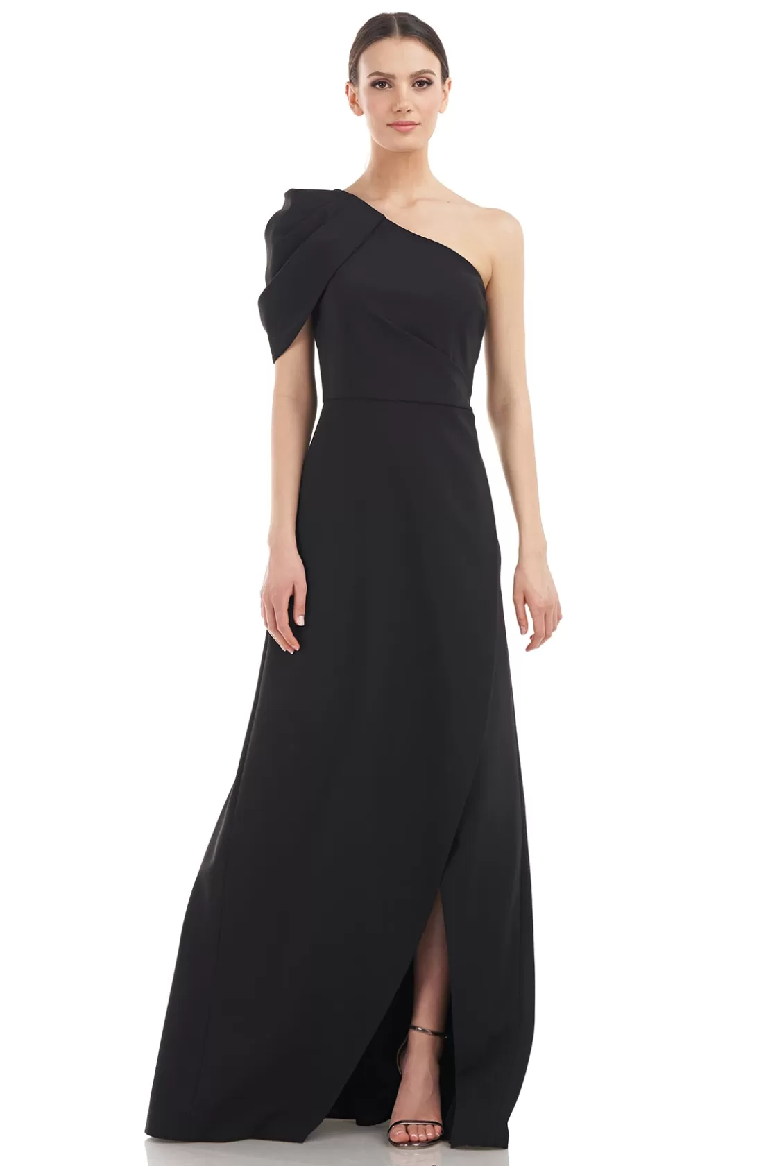 Evening Gowns<Kay Unger Briana Shoulder Draped Gown Black