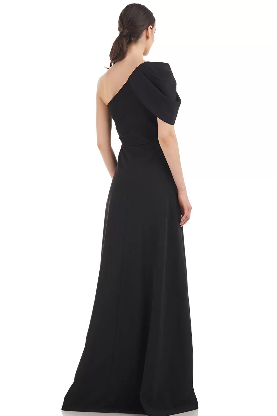 Evening Gowns<Kay Unger Briana Shoulder Draped Gown Black