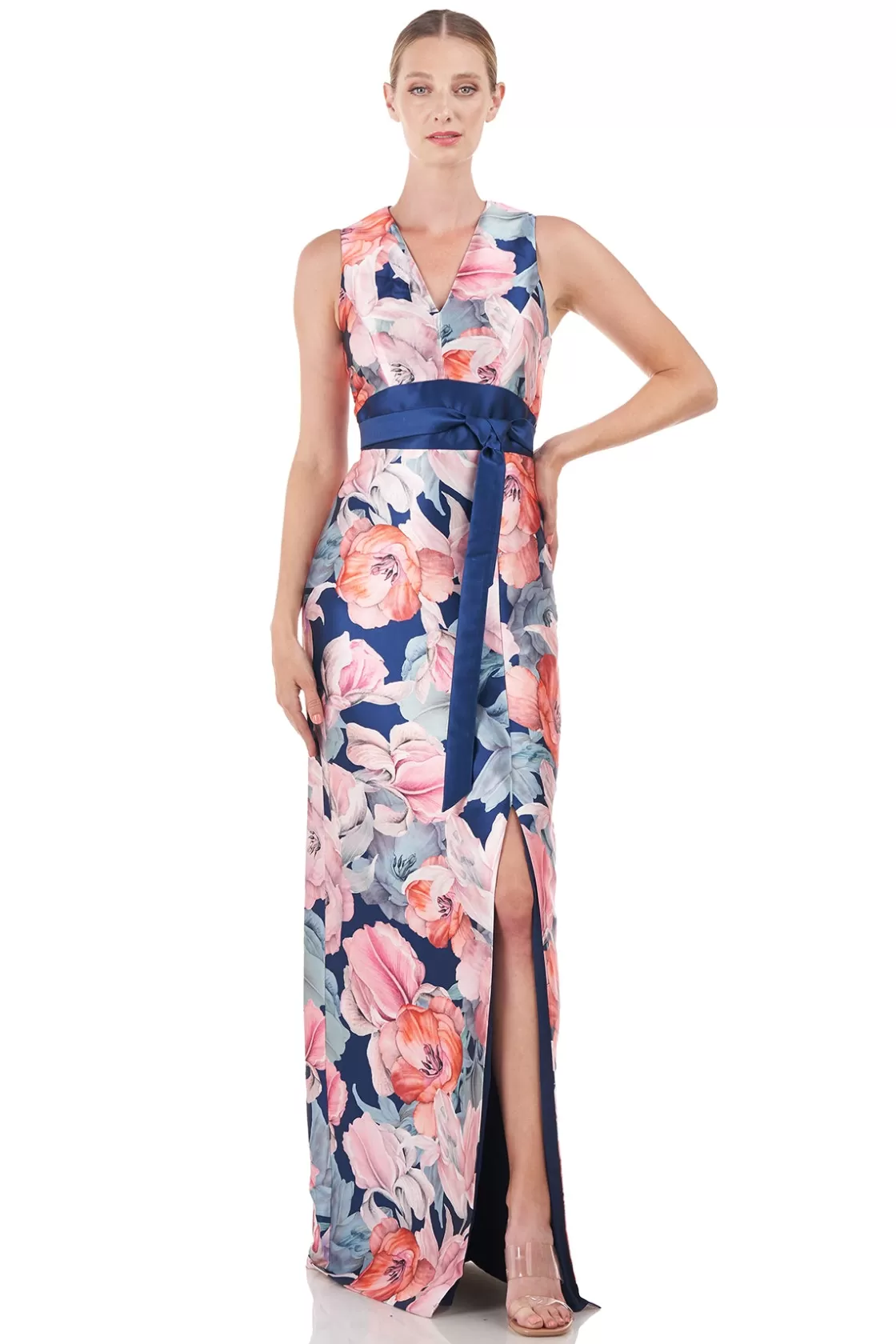 Evening Gowns<Kay Unger Calla Column Gown Marine Blue