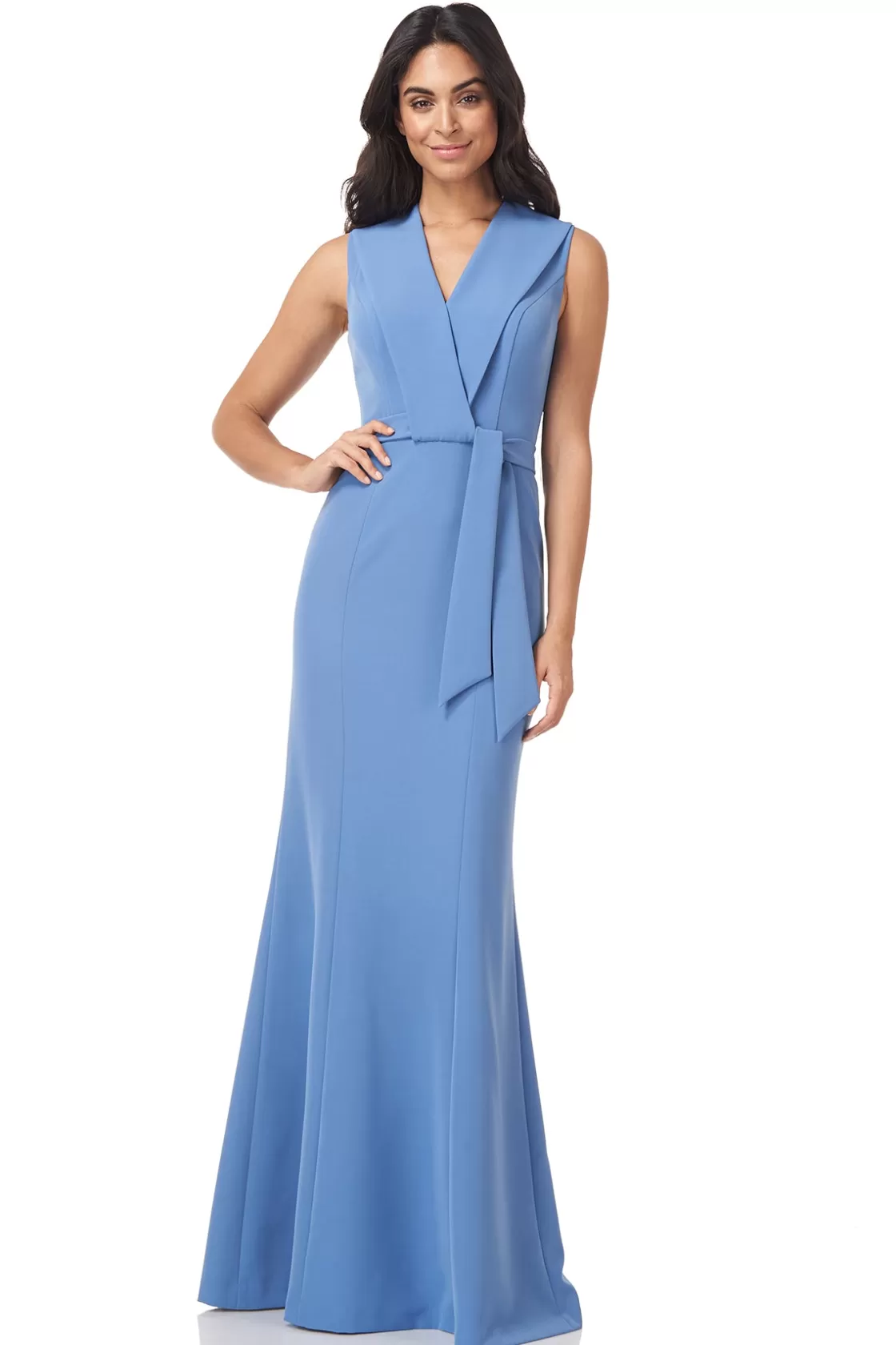 Evening Gowns<Kay Unger Cecily V-Neck Gown Mediterranean Blue