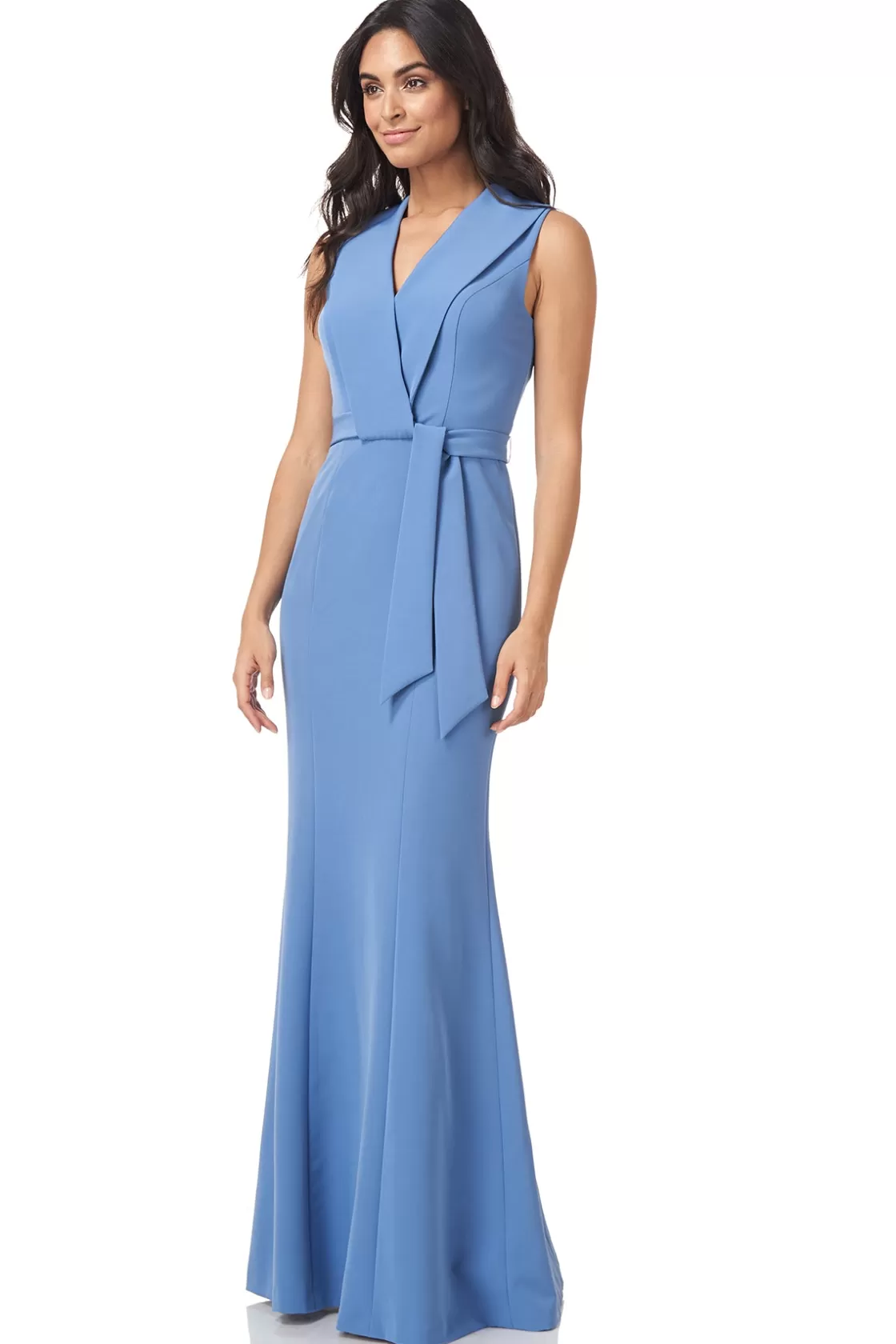 Evening Gowns<Kay Unger Cecily V-Neck Gown Mediterranean Blue