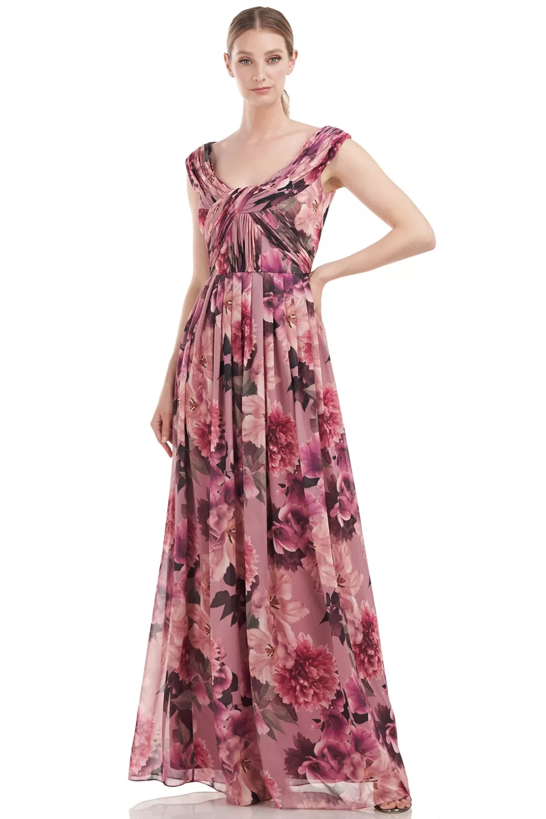 Evening Gowns<Kay Unger Dawson Chiffon Gown Wood Rose