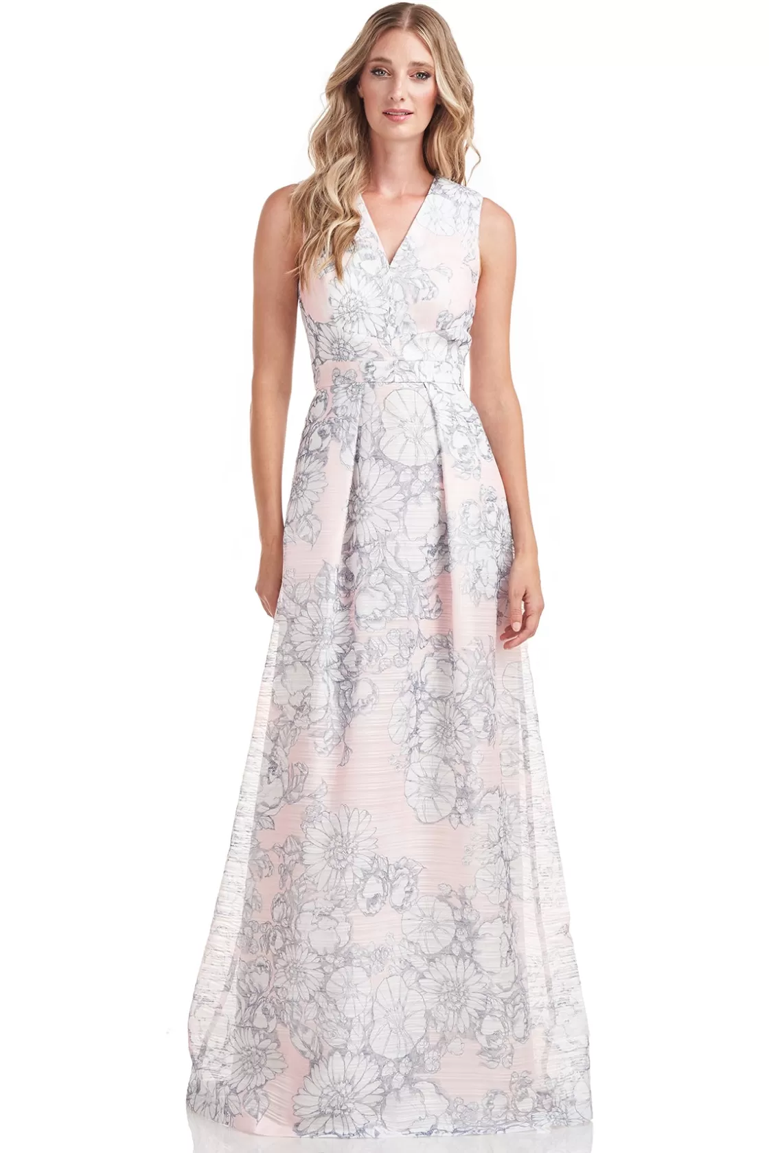 Evening Gowns<Kay Unger Eloise V-Neck Gown Powder Blush