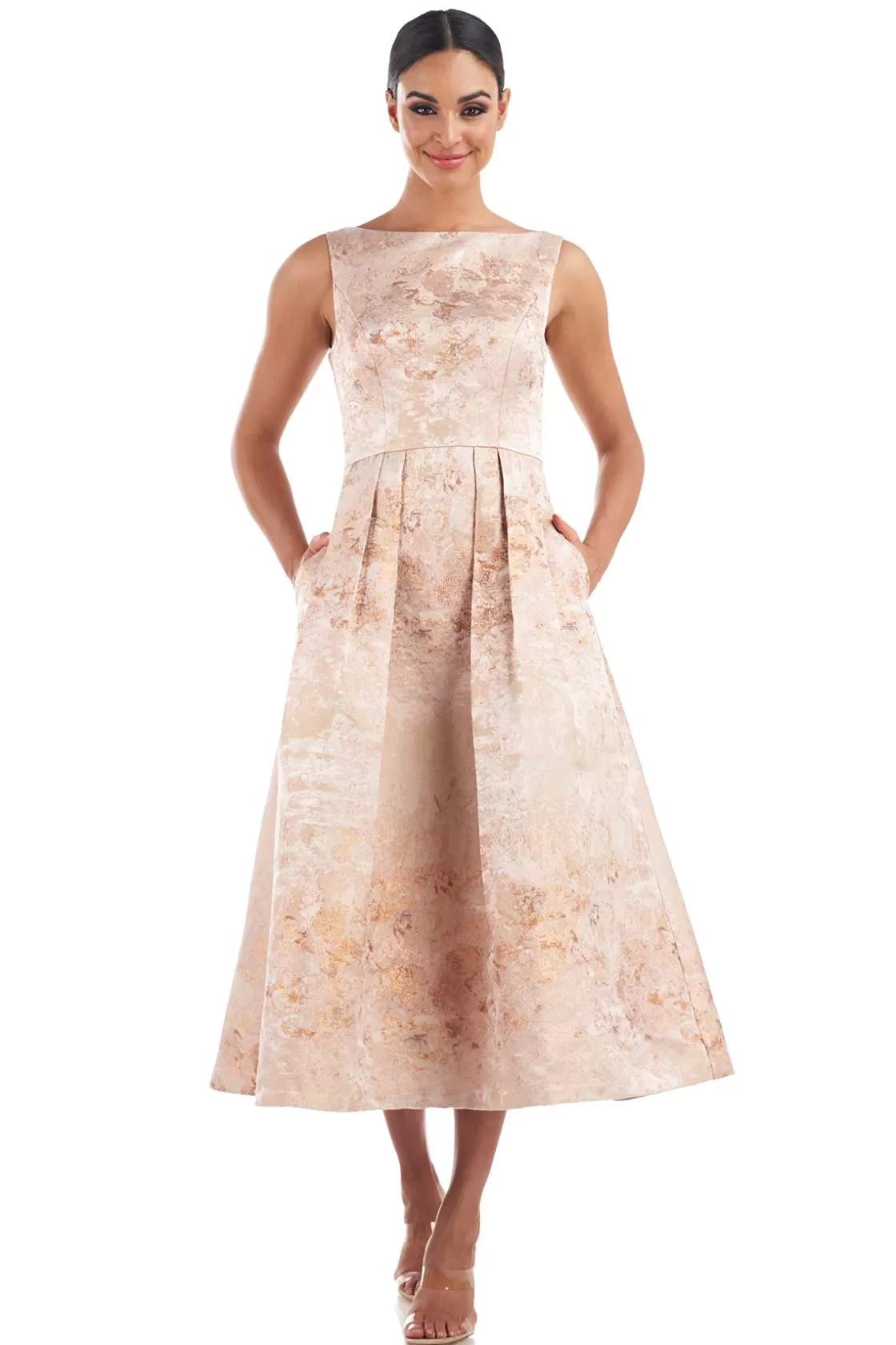 Cocktail Dresses<Kay Unger Elsa Tea Length Dress Soft Blush