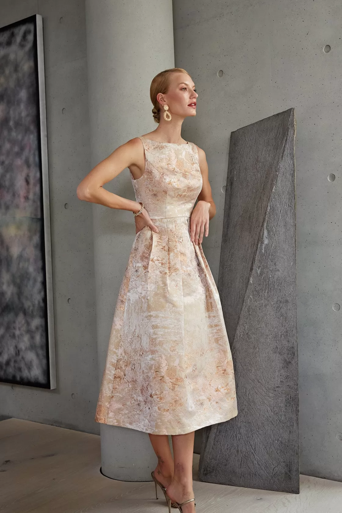 Cocktail Dresses<Kay Unger Elsa Tea Length Dress Soft Blush