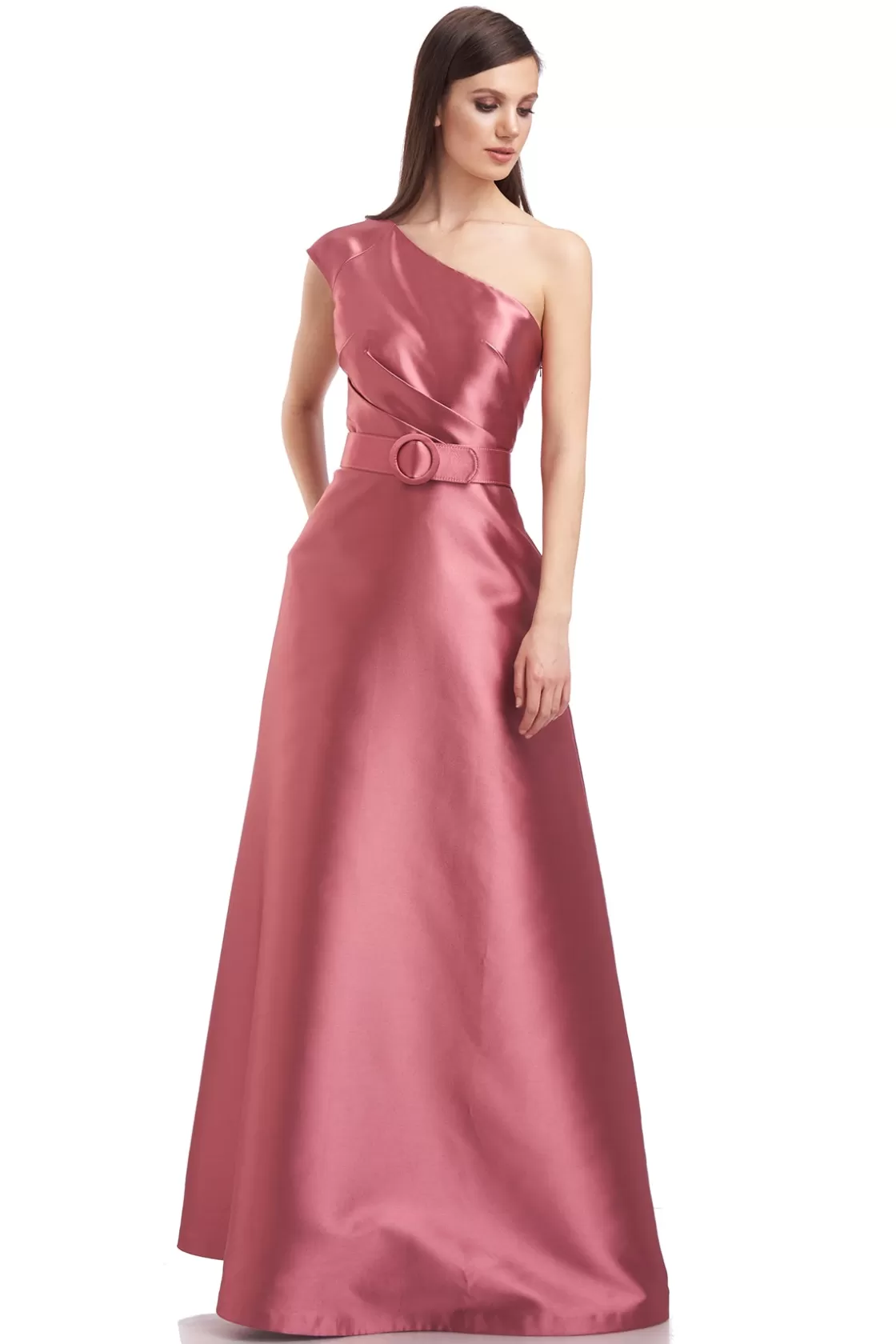 Evening Gowns<Kay Unger Estella One Shoulder Gown Champagne Rose