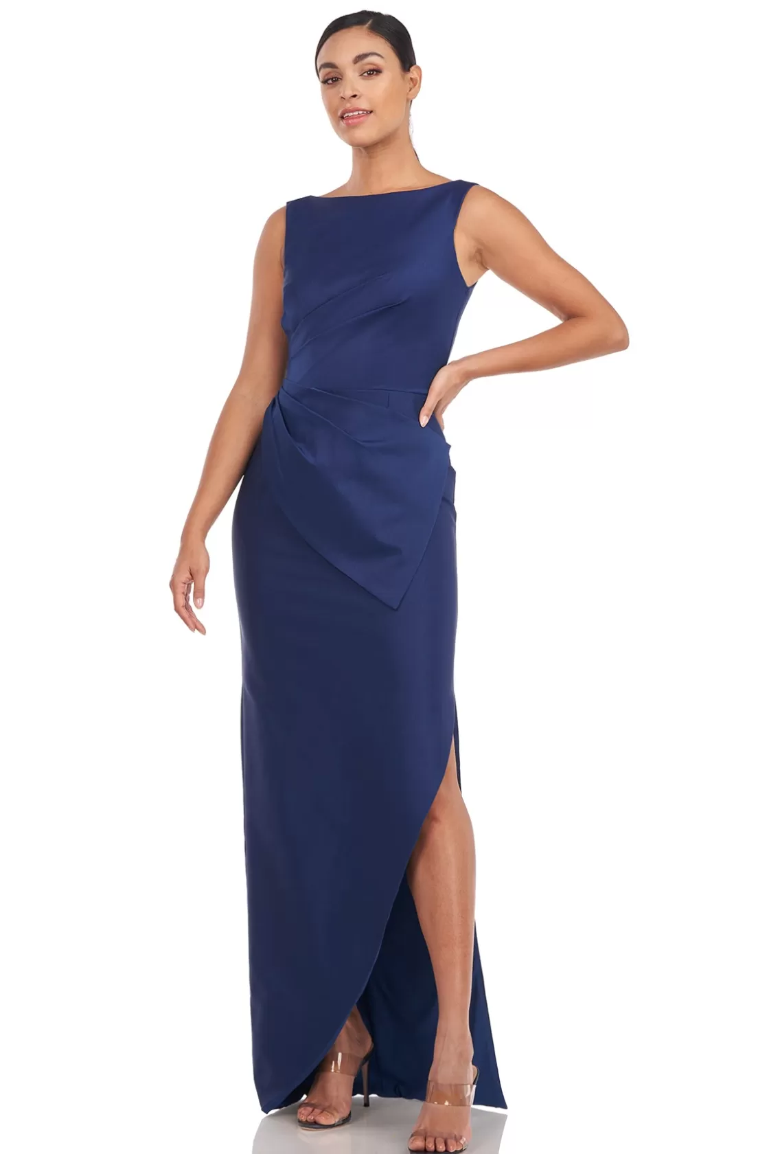 Evening Gowns<Kay Unger Felix Column Gown Deep Navy