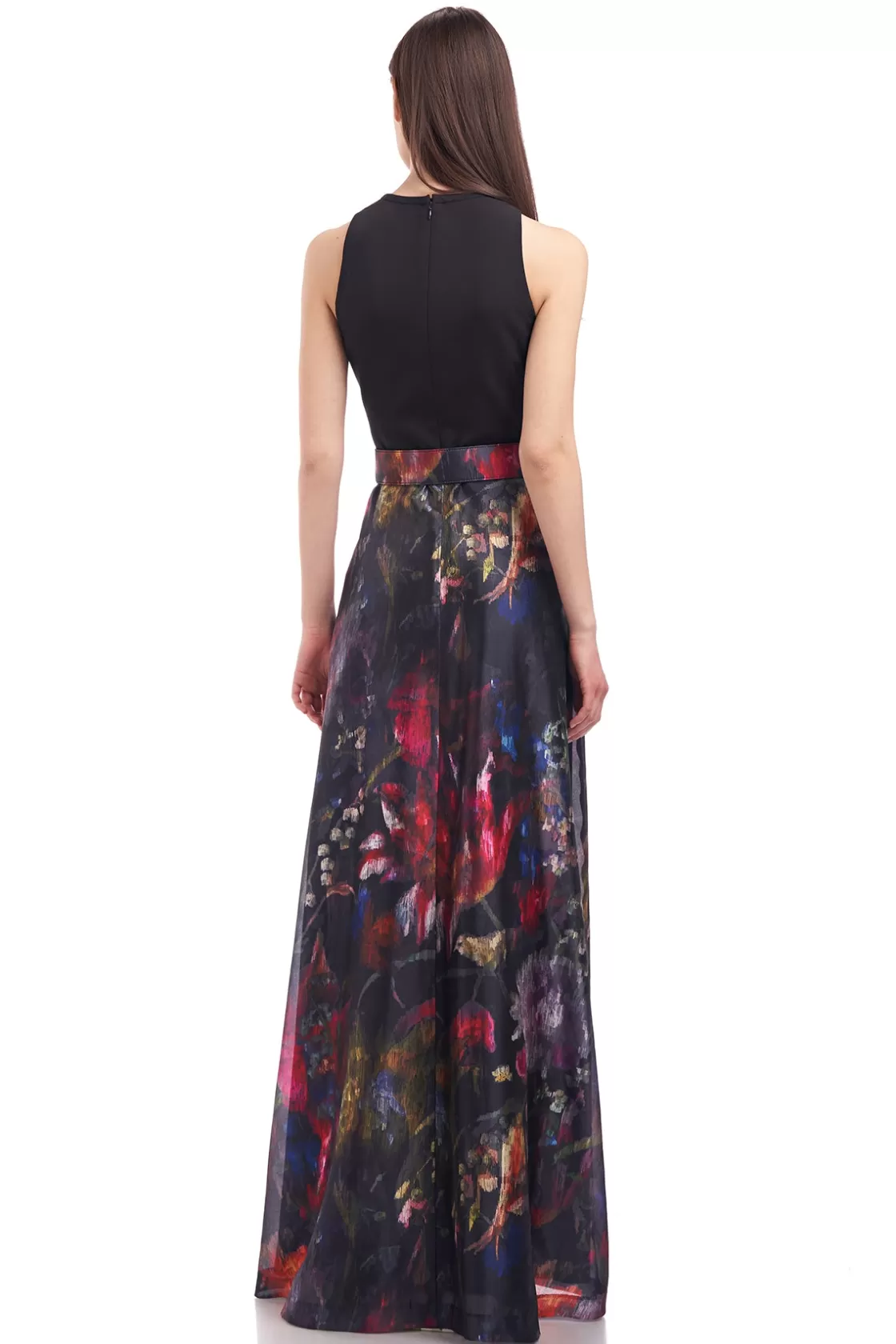 Evening Gowns<Kay Unger Gianna Mock Neck Gown Black Blurred Watercolor