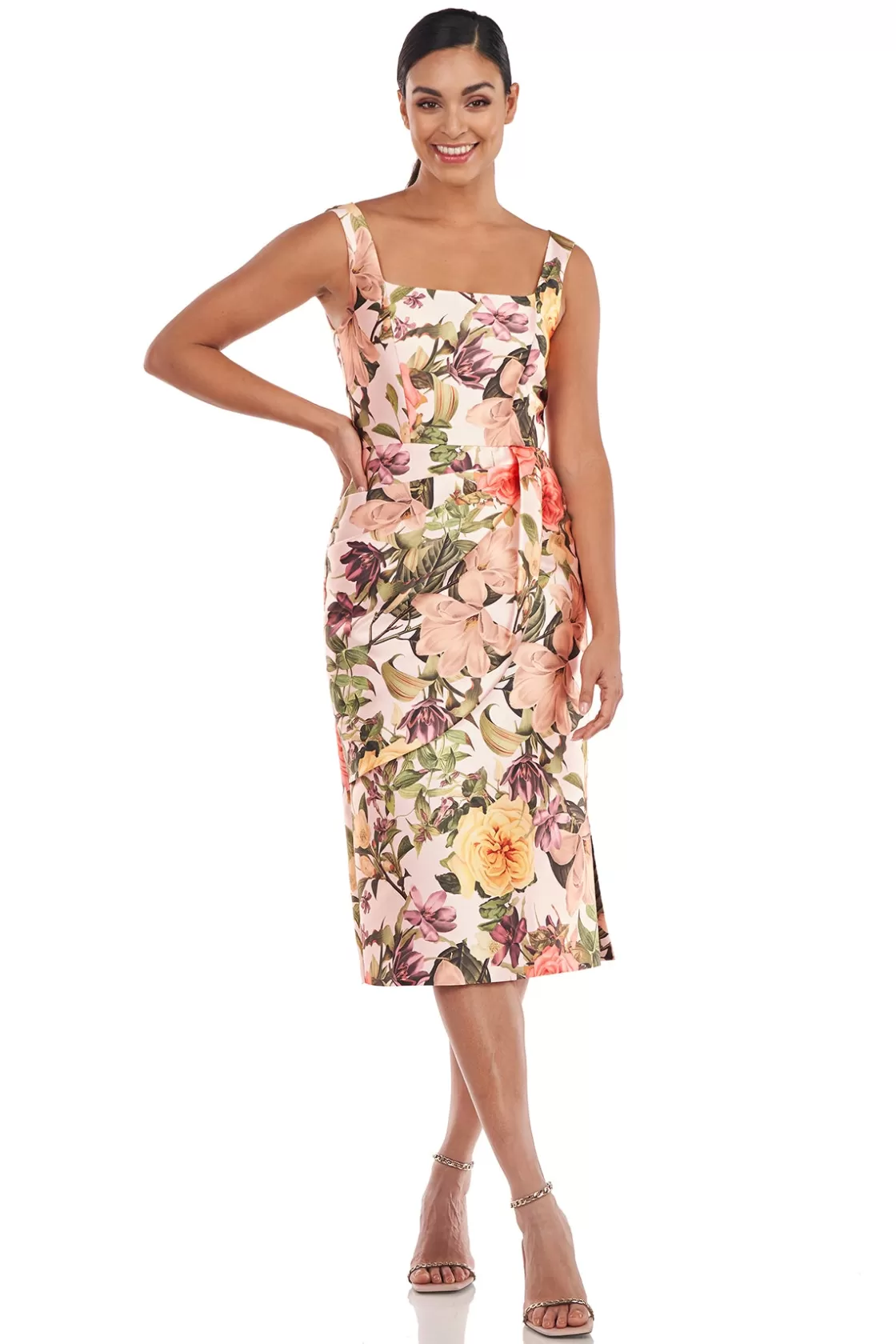 Cocktail Dresses<Kay Unger Hyacinth Midi Dress Bridal Blush Multi