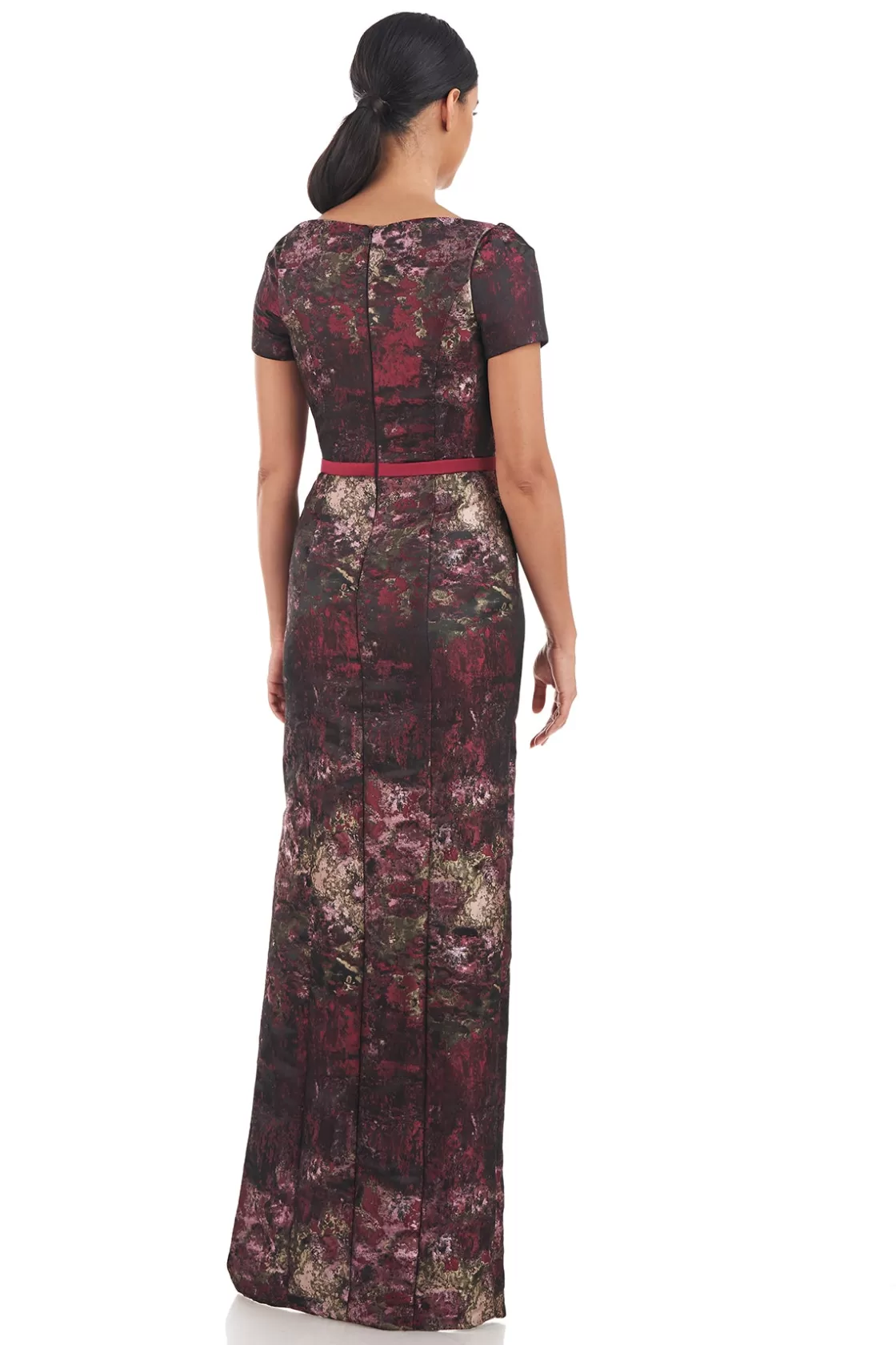 Evening Gowns<Kay Unger Layne Column Gown Bordeaux Multi