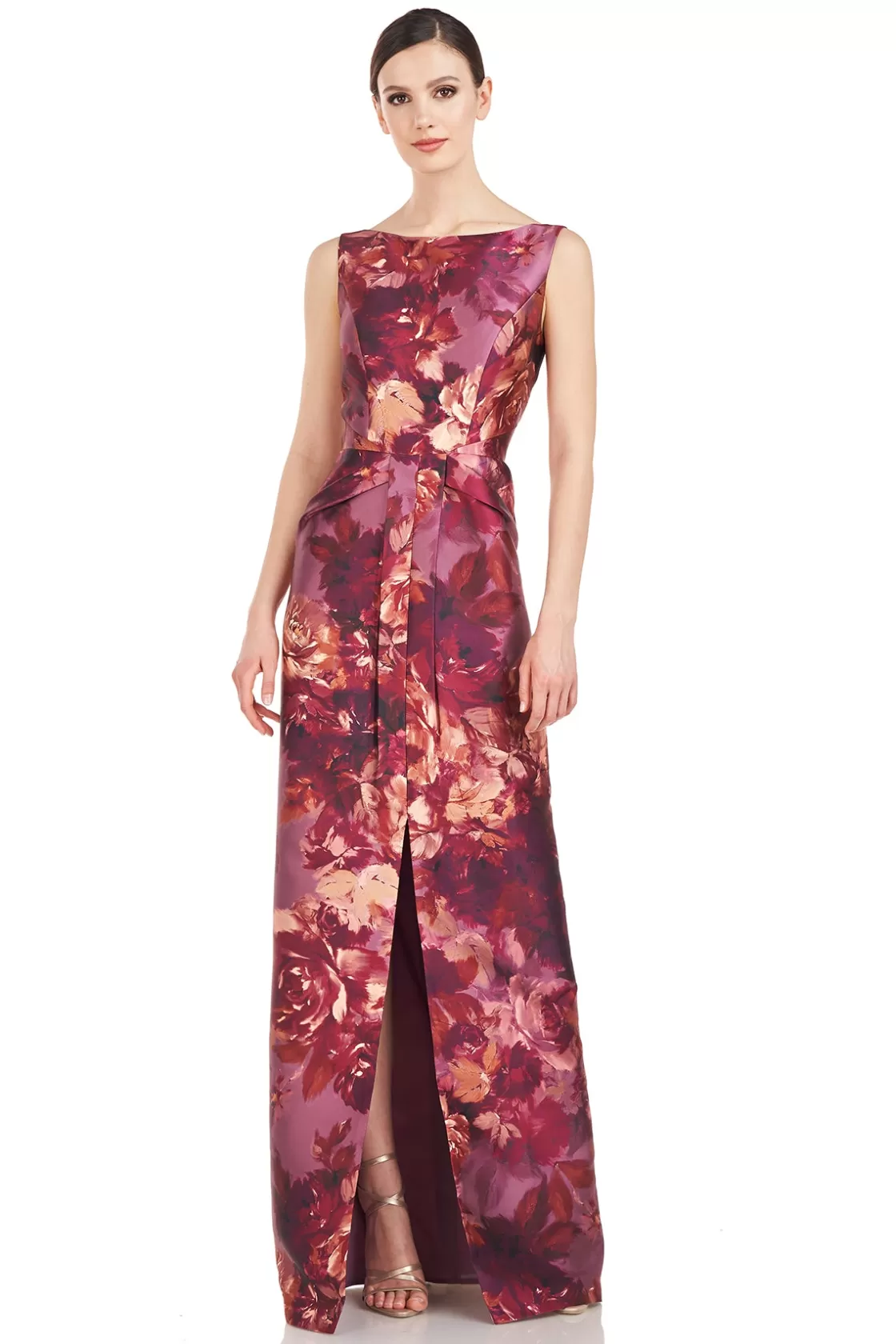 Evening Gowns<Kay Unger Marlowe Column Gown Garnet Multi