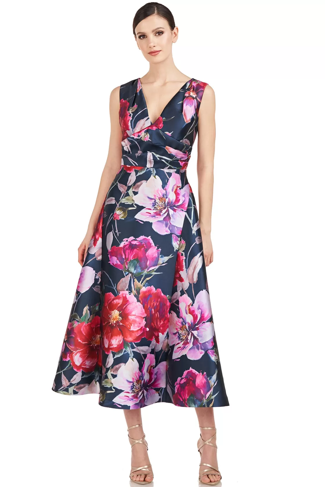 Cocktail Dresses<Kay Unger Neva Tea Length Dress Raspberry Multi