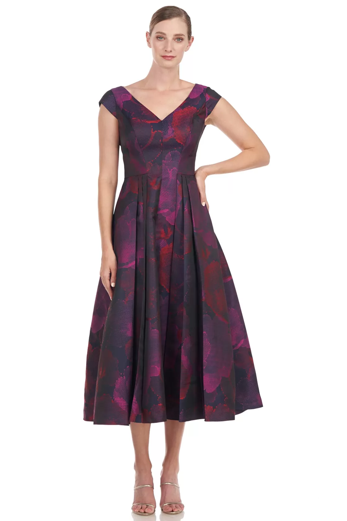 Cocktail Dresses<Kay Unger Paulina Tea Length Dress Deep Navy Lt Plum