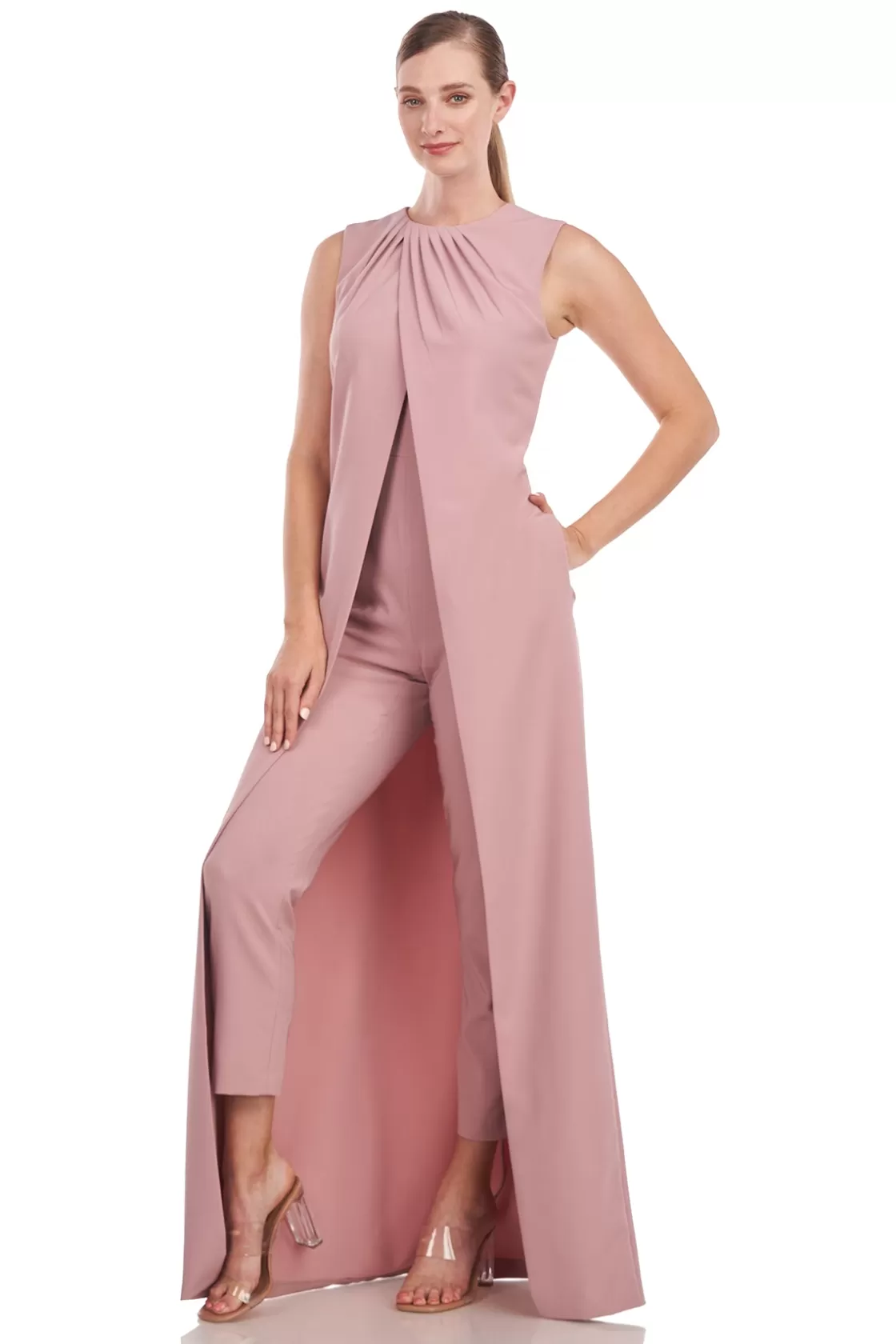 Jumpsuits<Kay Unger Riya Walk Thru Jumpsuit Wood Rose