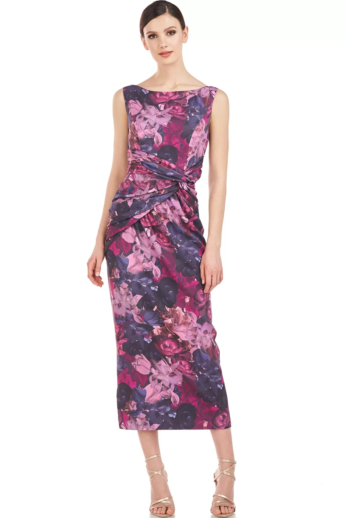 Cocktail Dresses<Kay Unger Sabina Knot Tea Length Dress Boysenberry Multi