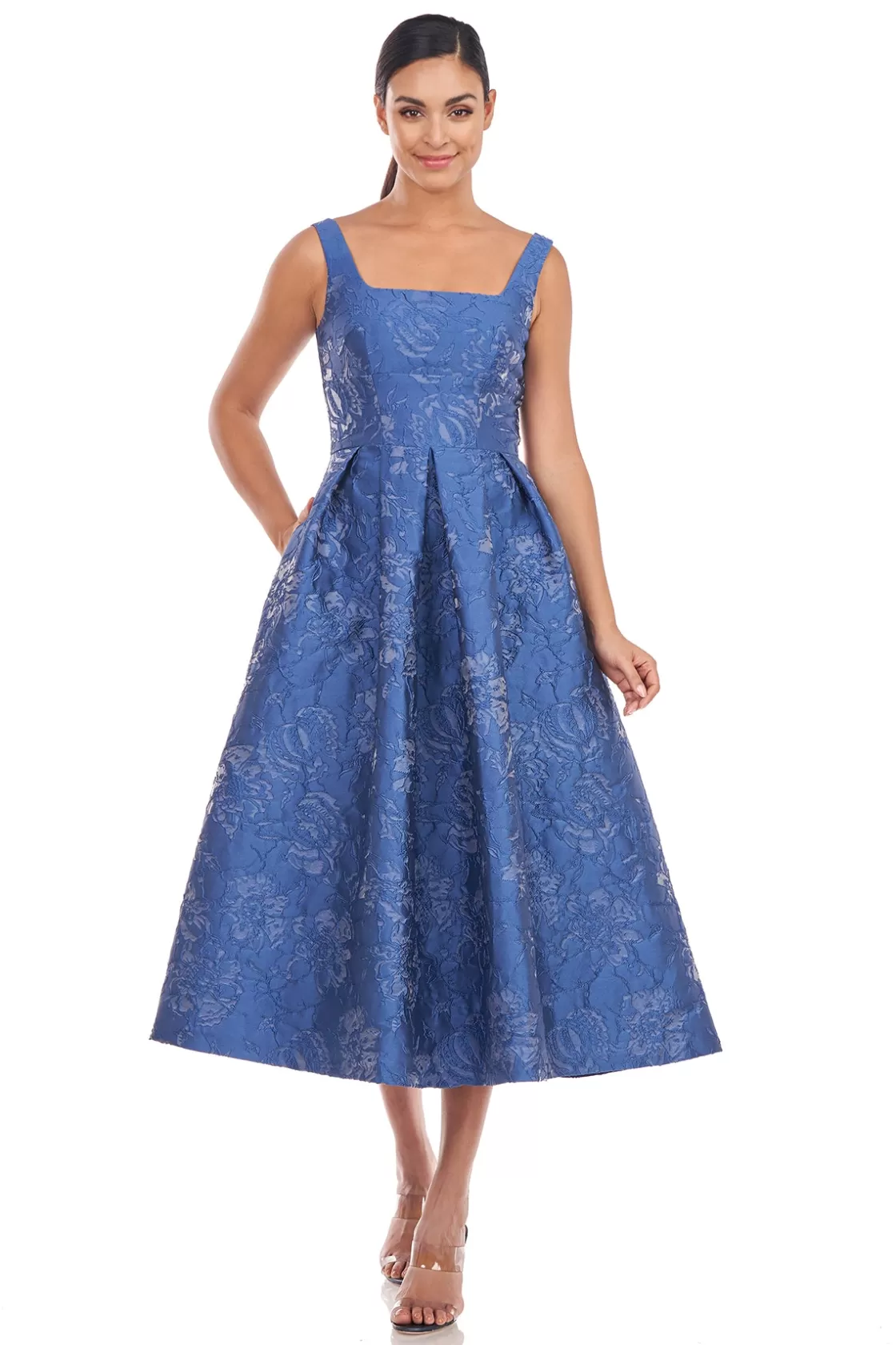 Cocktail Dresses<Kay Unger Tiegan Tea Length Dress Surf Blue