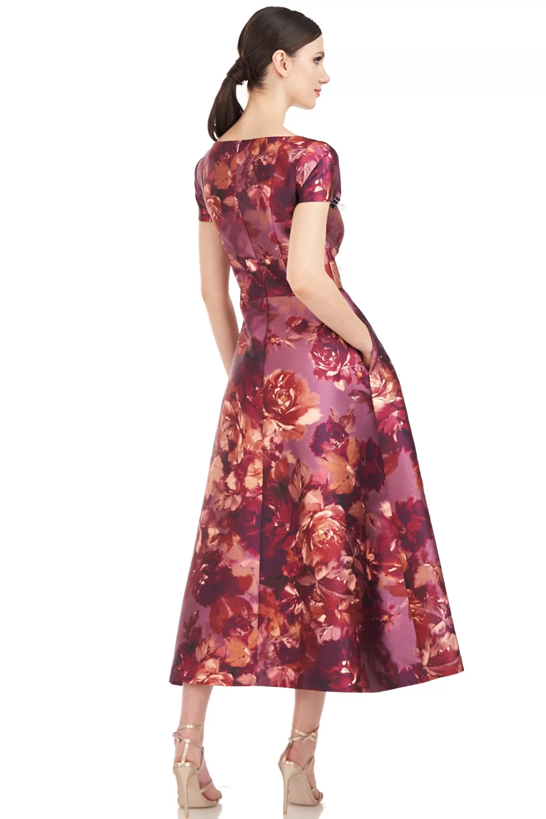 Cocktail Dresses<Kay Unger Tierney Tea Length Dress Garnet Multi