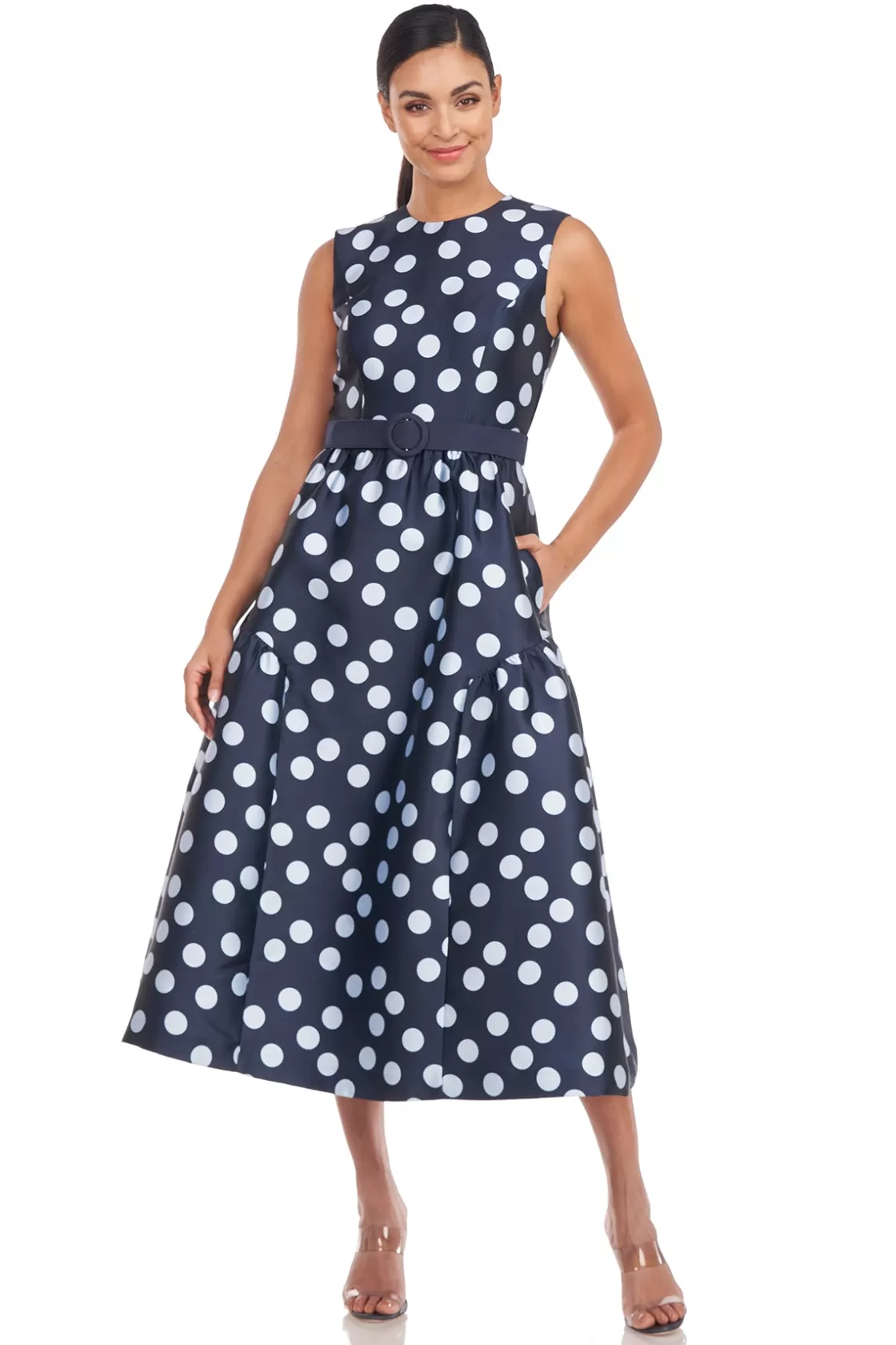 Cocktail Dresses<Kay Unger Tinslee Tea Length Dress Deep Navy Bluebell