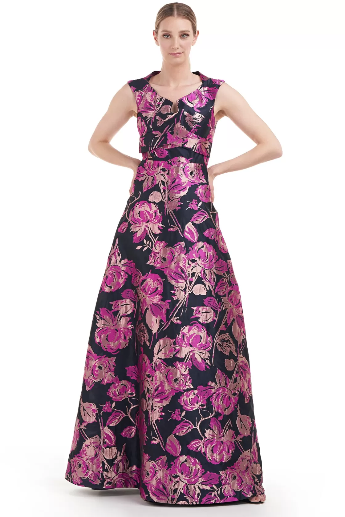 Evening Gowns<Kay Unger Yvette Gown Cerise/Navy